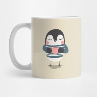 Cute Penguin Drinking Coffee T-Shirt Mug